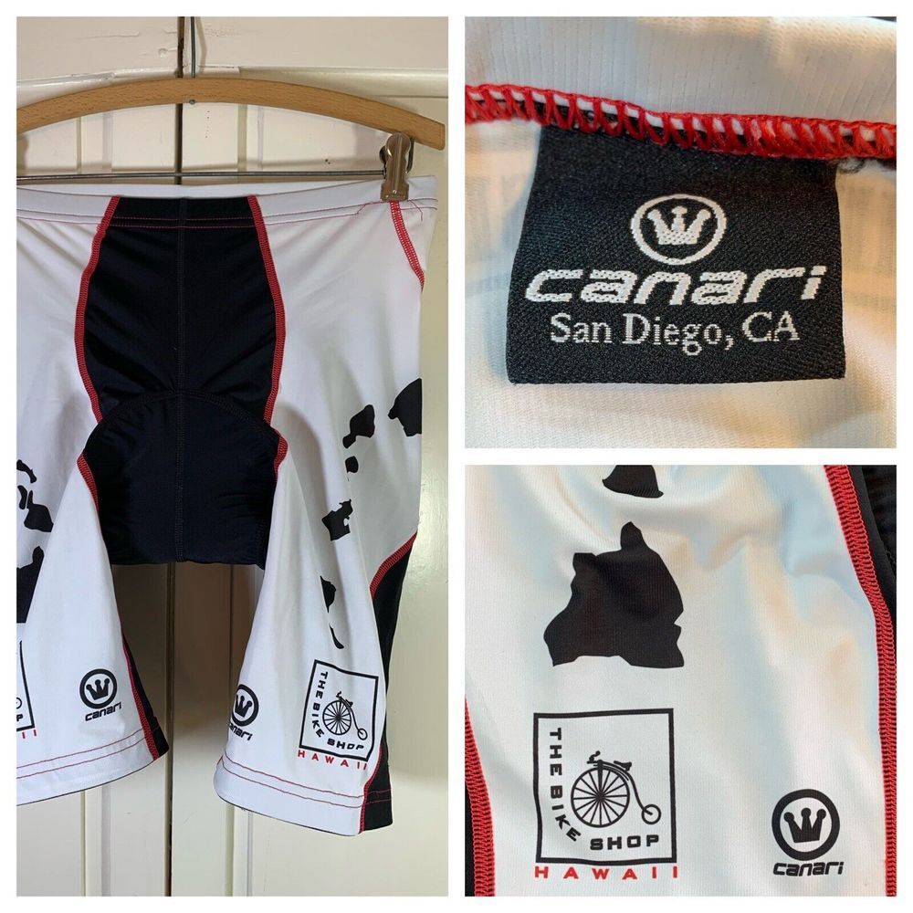 Canari Hawaii Bike Shop Padded Cycling Shorts Men's XL Bicycle Bike Logo HI READ
